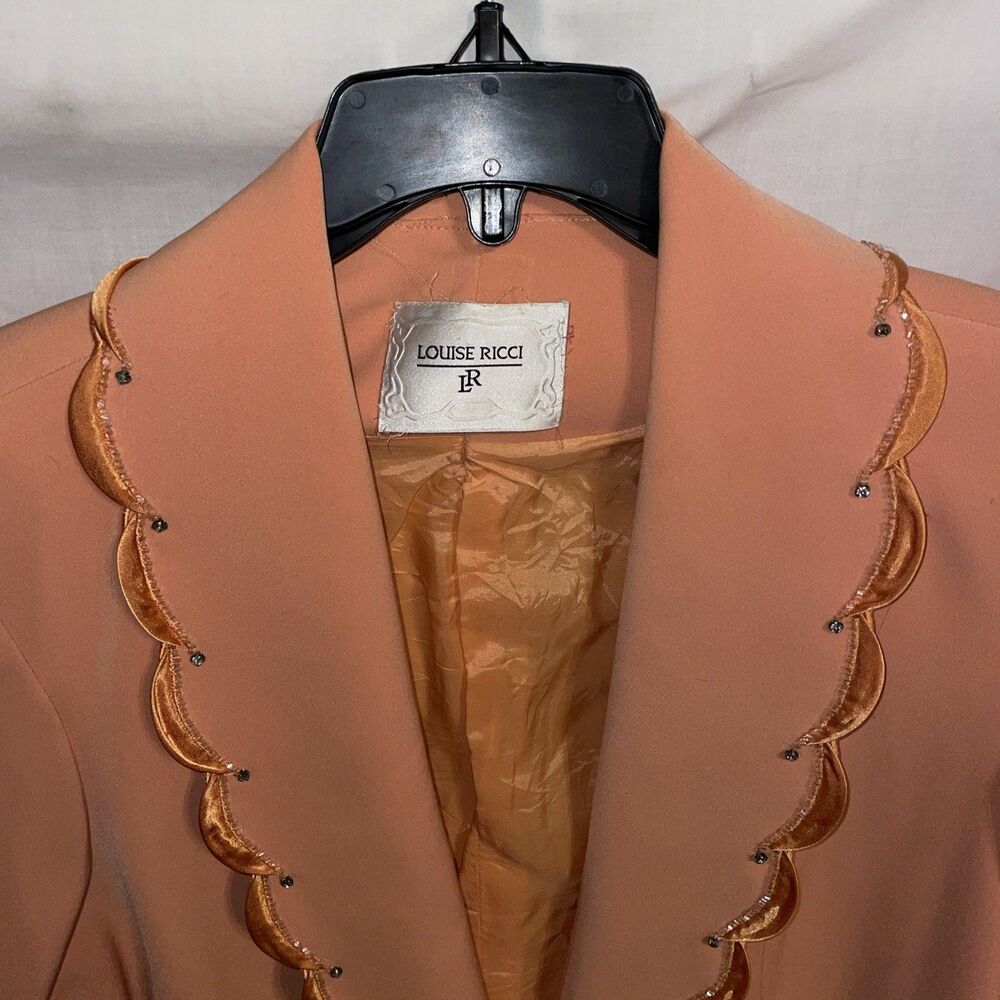 Louise Ricci Women’s Skirt Suit Size 20 Orange Business Formal Party - Picture 3 of 16